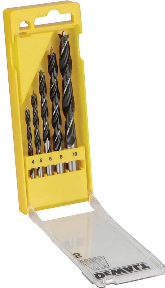 Tooled Up | Dewalt DeWalt 5 Piece Brad Point Wood Drill Bit Set Dewalt DeWalt 5 Piece Brad Point Wood Drill Bit Set
