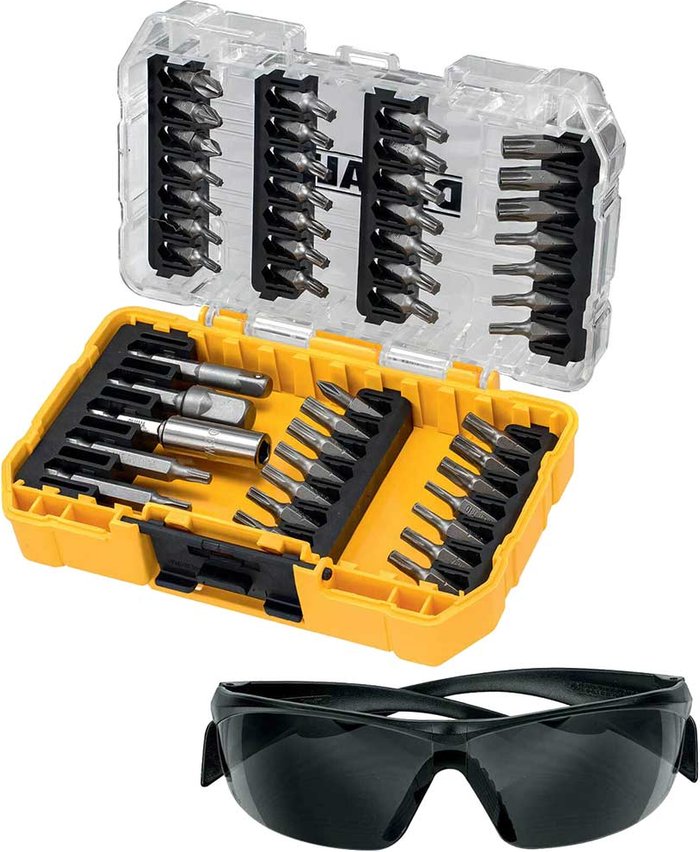 Tooled Up | Dewalt DeWalt 47 Piece Screwdriver Bit Set in Tough Case and Safety Glasses Dewalt DeWalt 47 Piece Screwdriver Bit Set in Tough Case and Safety Glasses