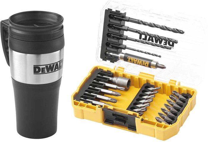 Tooled Up | Dewalt DeWalt 25 Piece Drill Screwdriver Bit Set and Mug in Tough Case Dewalt DeWalt 25 Piece Drill Screwdriver Bit Set and Mug in Tough Case