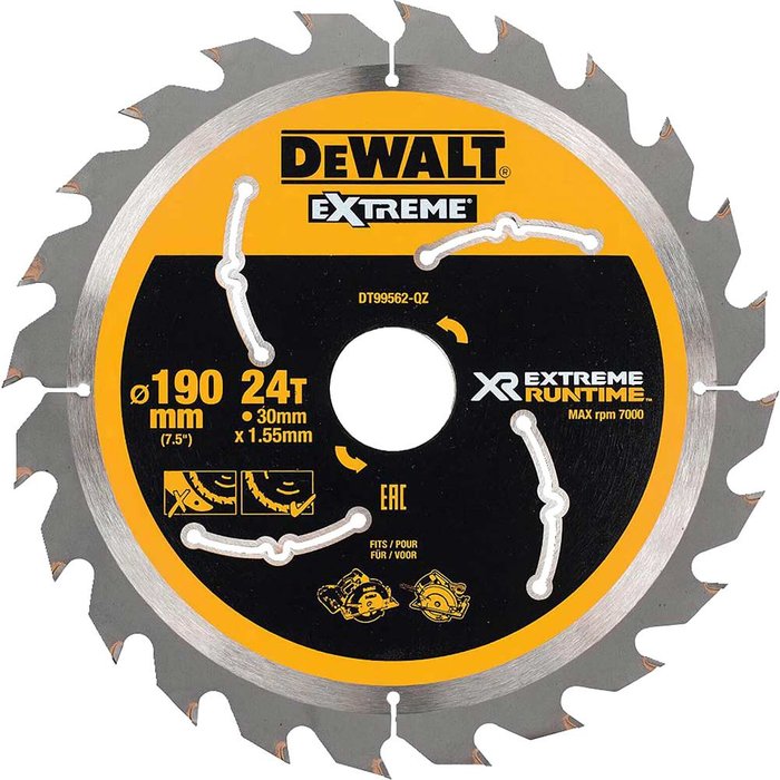 Tooled Up | Dewalt DeWalt Extreme Runtime Circular Saw Blade 190mm 24T 30mm Dewalt DeWalt Extreme Runtime Circular Saw Blade 190mm 24T 30mm