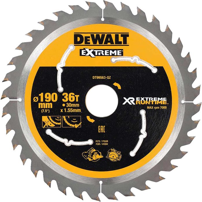 Tooled Up | Dewalt DeWalt Extreme Runtime Circular Saw Blade 190mm 36T 30mm Dewalt DeWalt Extreme Runtime Circular Saw Blade 190mm 36T 30mm