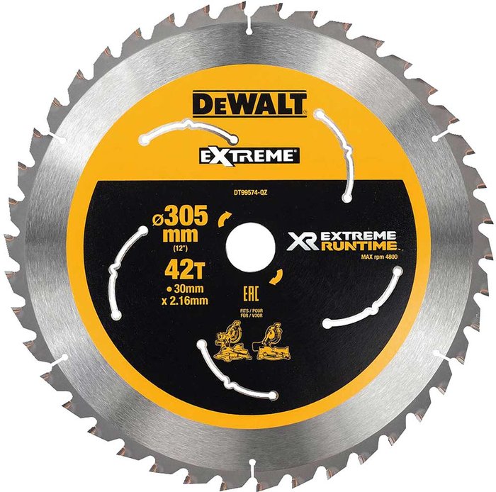 Tooled Up | Dewalt DeWalt Cordless XR FLEXVOLT Mitre Saw Blade 305mm 42T 30mm Dewalt DeWalt Cordless XR FLEXVOLT Mitre Saw Blade 305mm 42T 30mm