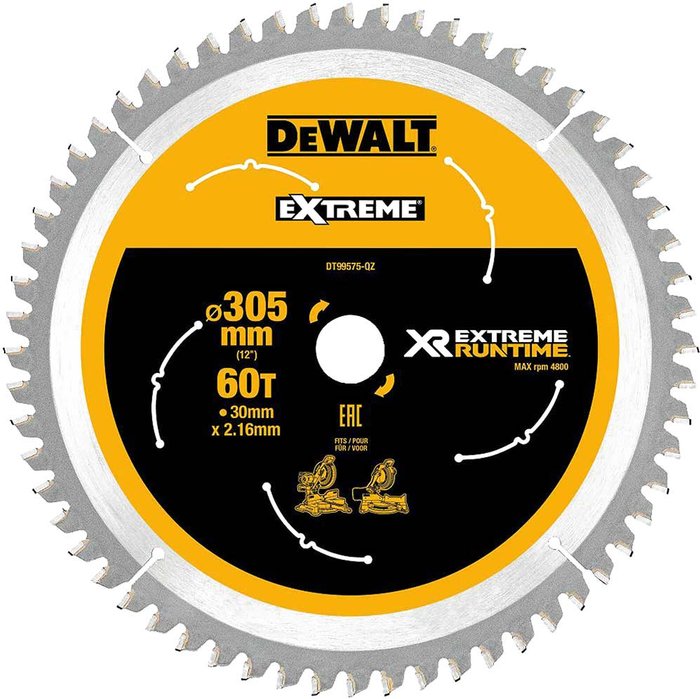 Tooled Up | Dewalt DeWalt Cordless XR FLEXVOLT Mitre Saw Blade 305mm 60T 30mm Dewalt DeWalt Cordless XR FLEXVOLT Mitre Saw Blade 305mm 60T 30mm