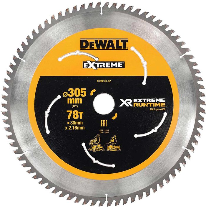Tooled Up | Dewalt DeWalt Cordless XR FLEXVOLT Mitre Saw Blade 305mm 78T 30mm Dewalt DeWalt Cordless XR FLEXVOLT Mitre Saw Blade 305mm 78T 30mm