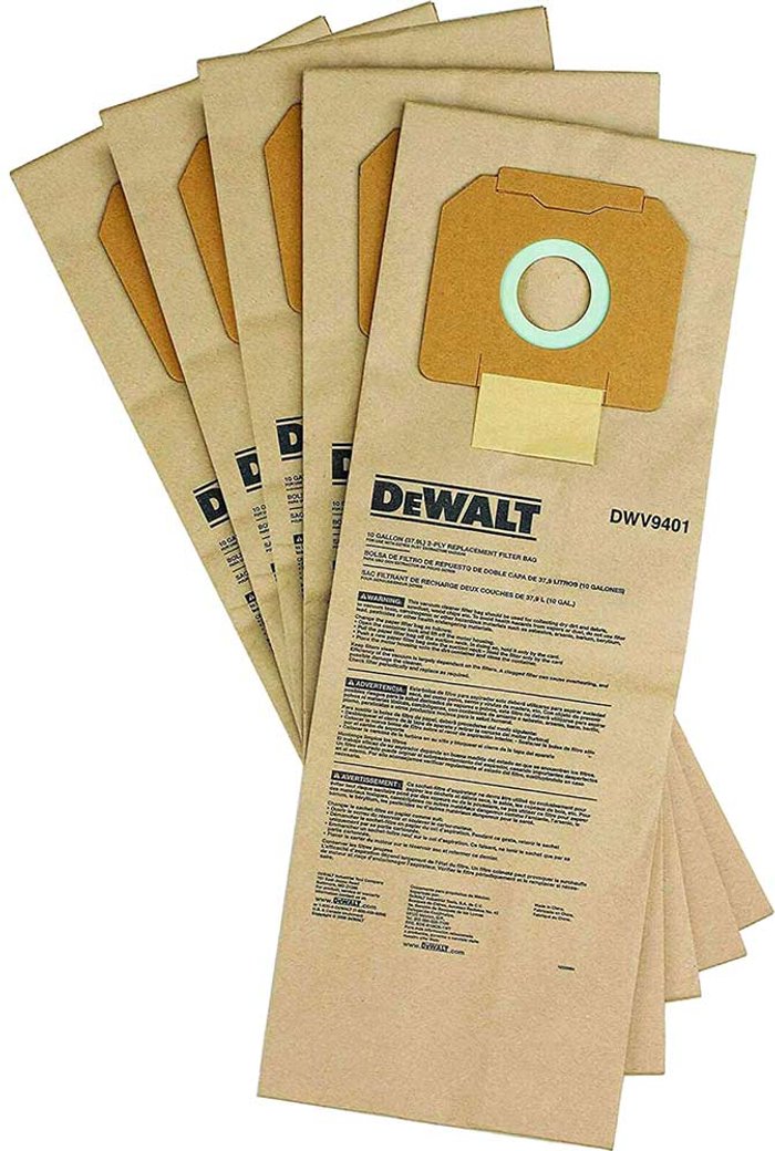 Tooled Up | Dewalt DeWalt Paper Filter Bag for DWV902M Dust Extractor Pack of 5 Dewalt DeWalt Paper Filter Bag for DWV902M Dust Extractor Pack of 5