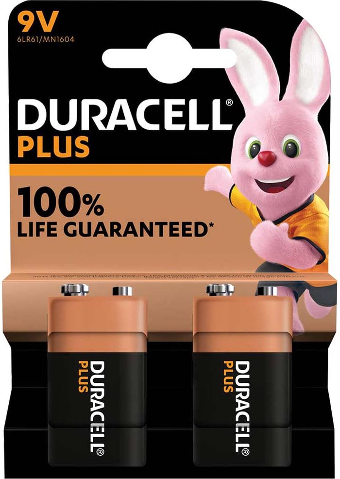 Tooled Up | Duracell DURACELL Plus 9V Alkaline Battery - Pack of 2 Duracell DURACELL Plus 9V Alkaline Battery - Pack of 2