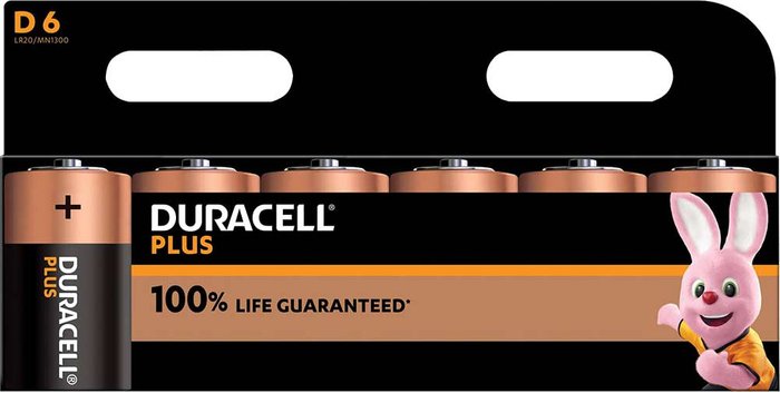 Tooled Up | Duracell Duracell D Cell Plus Power 100% Batteries Pack of 6 Duracell Duracell D Cell Plus Power 100% Batteries Pack of 6