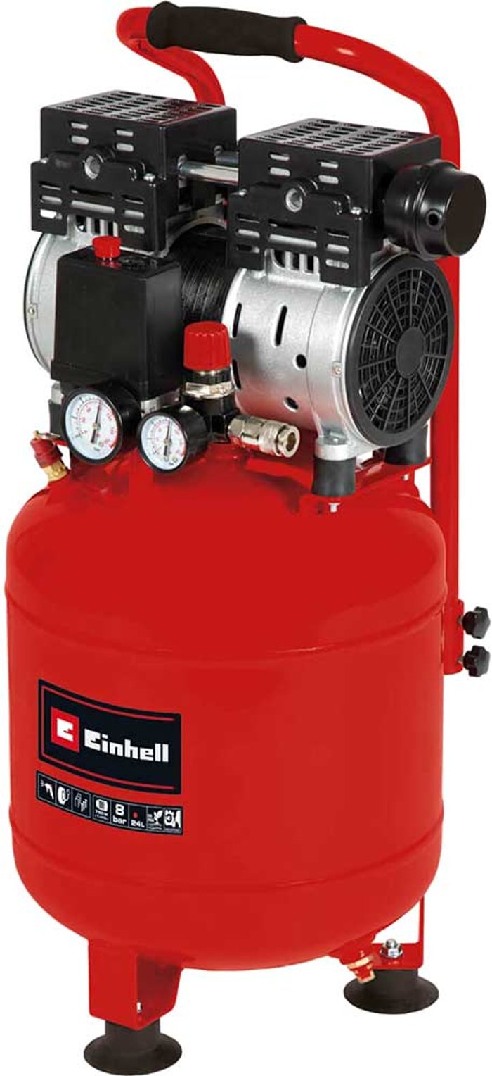 Tooled Up | Einhell Einhell 4020610 24L 1HP Silent Upright Air Compressor 230V Einhell Einhell 4020610 24L 1HP Silent Upright Air Compressor 230V
