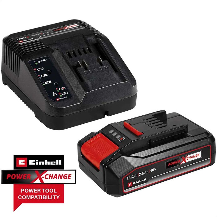 Tooled Up | Einhell Einhell Genuine Power X-Change 18v Cordless Li-ion Battery 2.5ah and Charger 2.5ah Einhell Einhell Genuine Power X-Change 18v Cordless Li-ion Battery 2.5ah and Charger 2.5ah