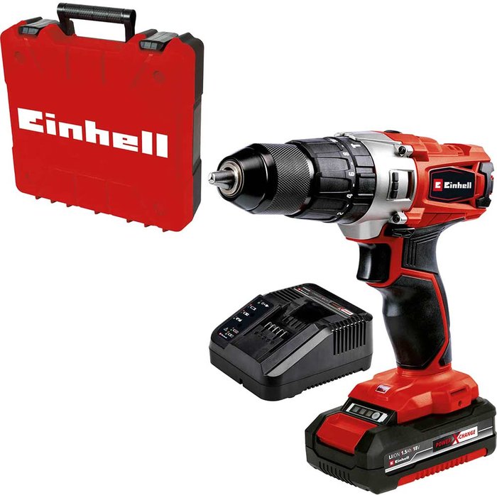 Tooled Up | Einhell Einhell Power X-Change 18V Cordless Combi Drill with Carry Case and 1x 1.5Ah Battery Einhell Einhell Power X-Change 18V Cordless Combi Drill with Carry Case and 1x 1.5Ah Battery