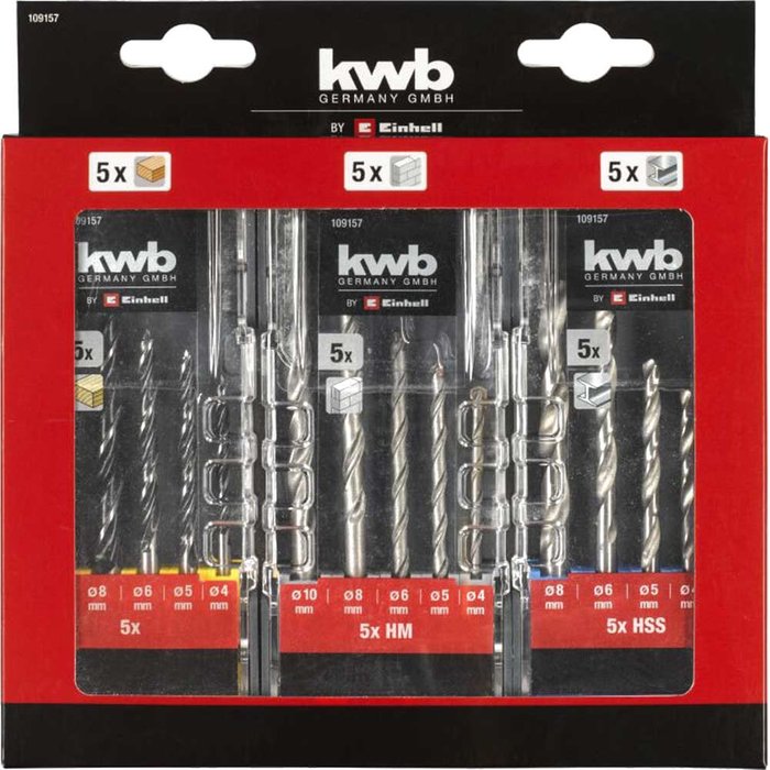 Tooled Up | Einhell Einhell 15 Piece Assorted Drill Bit Set in 3 Cases Einhell Einhell 15 Piece Assorted Drill Bit Set in 3 Cases