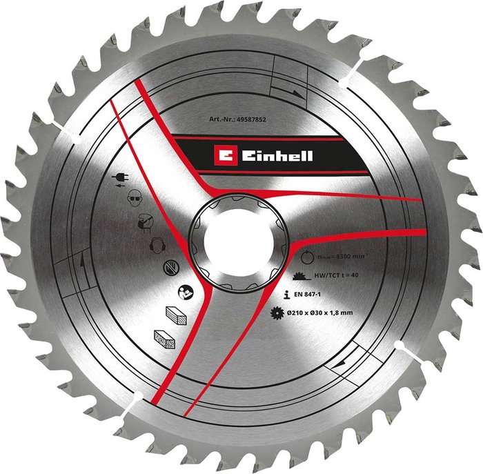 Tooled Up | Einhell Einhell Thin Kerf TCT Circular Saw Blade 210mm 40T 30mm Einhell Einhell Thin Kerf TCT Circular Saw Blade 210mm 40T 30mm