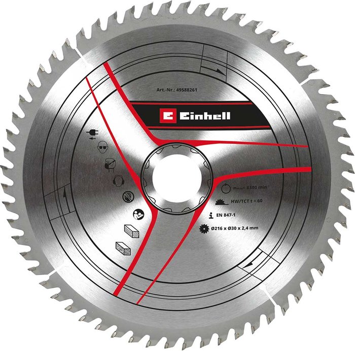 Tooled Up | Einhell Einhell TCT Mitre Saw Blade 216mm 60T 30mm Einhell Einhell TCT Mitre Saw Blade 216mm 60T 30mm