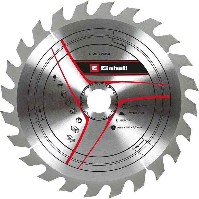 Tooled Up | Einhell Einhell TCT Circular Saw Blade 250mm 24T 30mm Einhell Einhell TCT Circular Saw Blade 250mm 24T 30mm