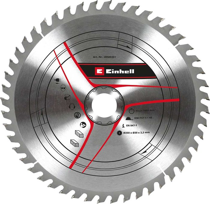 Tooled Up | Einhell Einhell TCT Circular Saw Blade 250mm 48T 30mm Einhell Einhell TCT Circular Saw Blade 250mm 48T 30mm