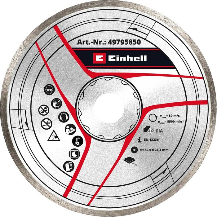 Tooled Up | Einhell Einhell Tile Saw Diamond Blade 180mm 6mm 25.4mm Einhell Einhell Tile Saw Diamond Blade 180mm 6mm 25.4mm