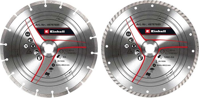 Tooled Up | Einhell Einhell Angle Grinder Cutting Disc 230mm 3.3mm Pack of 2 Einhell Einhell Angle Grinder Cutting Disc 230mm 3.3mm Pack of 2