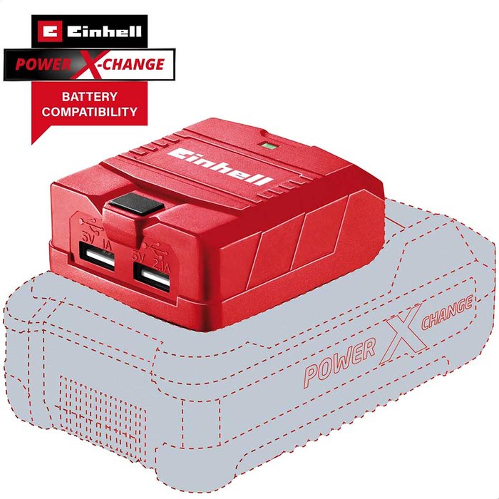 Tooled Up | Einhell Einhell TE-CP 18 Li USB Powerbank Adaptor for Power X-Change Batteries Einhell Einhell TE-CP 18 Li USB Powerbank Adaptor for Power X-Change Batteries
