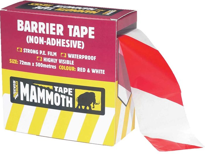 Tooled Up | Everbuild Everbuild Non Adhesive Barrier Tape Red / White 72mm 500m Everbuild Everbuild Non Adhesive Barrier Tape Red / White 72mm 500m