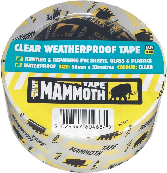 Tooled Up | Everbuild Everbuild Mammoth Weatherproof Clear Tape Clear 50mm 10m Everbuild Everbuild Mammoth Weatherproof Clear Tape Clear 50mm 10m