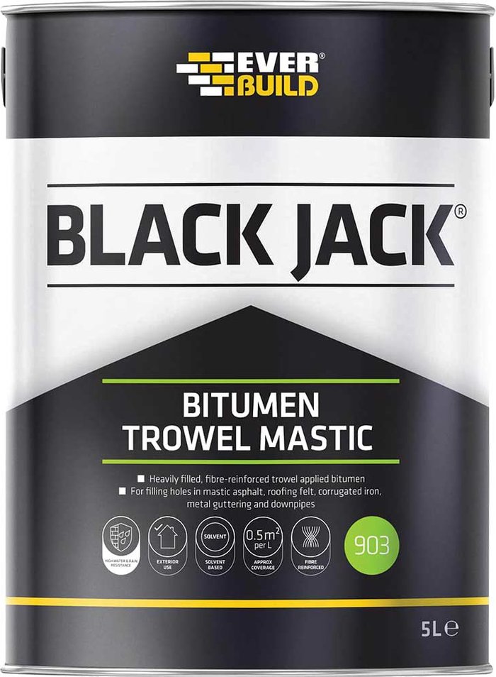 Tooled Up | Everbuild Everbuild Black Jack 903 Bitumen Trowel Mastic 5l Everbuild Everbuild Black Jack 903 Bitumen Trowel Mastic 5l