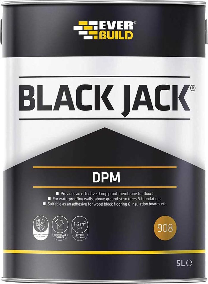 Tooled Up | Everbuild Everbuild Black Jack 908 DPM Damp Proof Membrane 5l Everbuild Everbuild Black Jack 908 DPM Damp Proof Membrane 5l