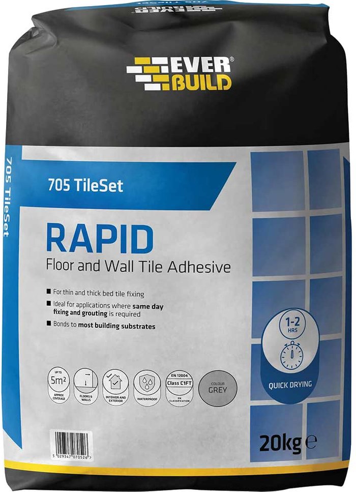 Tooled Up | Everbuild Everbuild Rapid Set Tile Mortar 20kg Everbuild Everbuild Rapid Set Tile Mortar 20kg