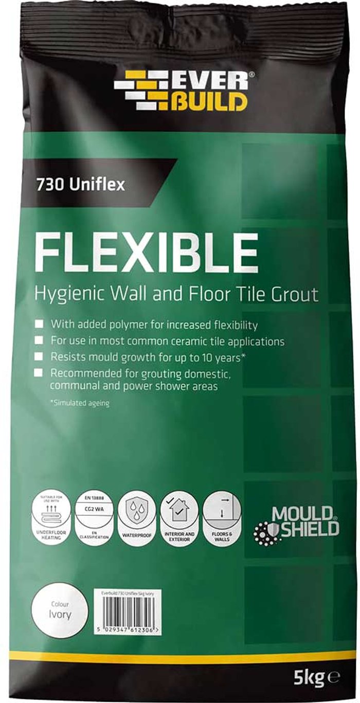 Tooled Up | EVERBUILD 730 Universal Flexible Hygenic Wall And Floor Tile Grout Ivory 5kg - Everbuild EVERBUILD 730 Universal Flexible Hygenic Wall And Floor Tile Grout Ivory 5kg - Everbuild