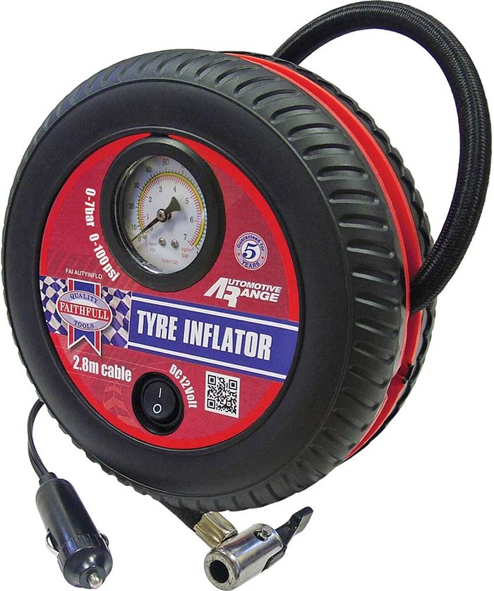 Tooled Up | Faithfull Faithfull 12v Tyre Inflator and Analogue Pressure Gauge 12v Faithfull Faithfull 12v Tyre Inflator and Analogue Pressure Gauge 12v