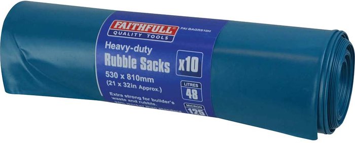 Tooled Up | Faithfull Faithfull Blue Heavy-Duty Rubble Sacks Pack of 10 Faithfull Faithfull Blue Heavy-Duty Rubble Sacks Pack of 10