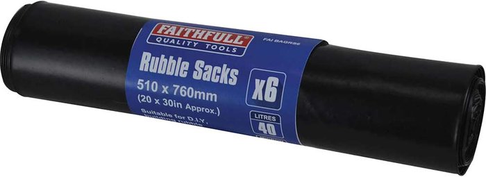 Tooled Up | Faithfull Faithfull Black Rubble Sacks Pack of 6 Faithfull Faithfull Black Rubble Sacks Pack of 6