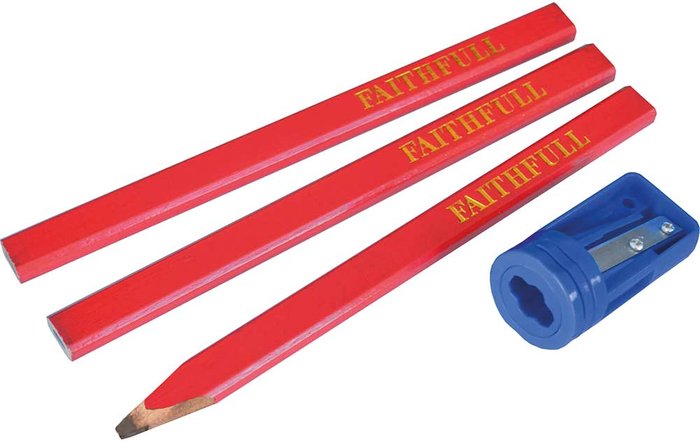 Tooled Up | Faithfull Faithfull 4 Piece Carpenters Pencil and Sharpener Set Faithfull Faithfull 4 Piece Carpenters Pencil and Sharpener Set