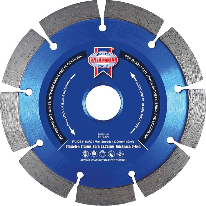 Tooled Up | Faithfull Faithfull Diamond Mortar Raking Cutting Disc 115mm Faithfull Faithfull Diamond Mortar Raking Cutting Disc 115mm