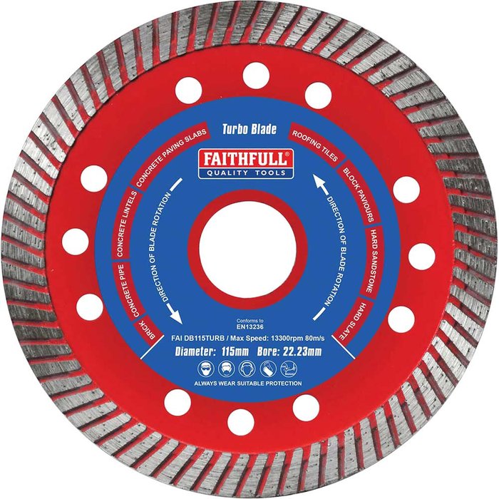 Tooled Up | Faithfull Faithfull Turbo Cut Diamond Cutting Disc 115mm Faithfull Faithfull Turbo Cut Diamond Cutting Disc 115mm