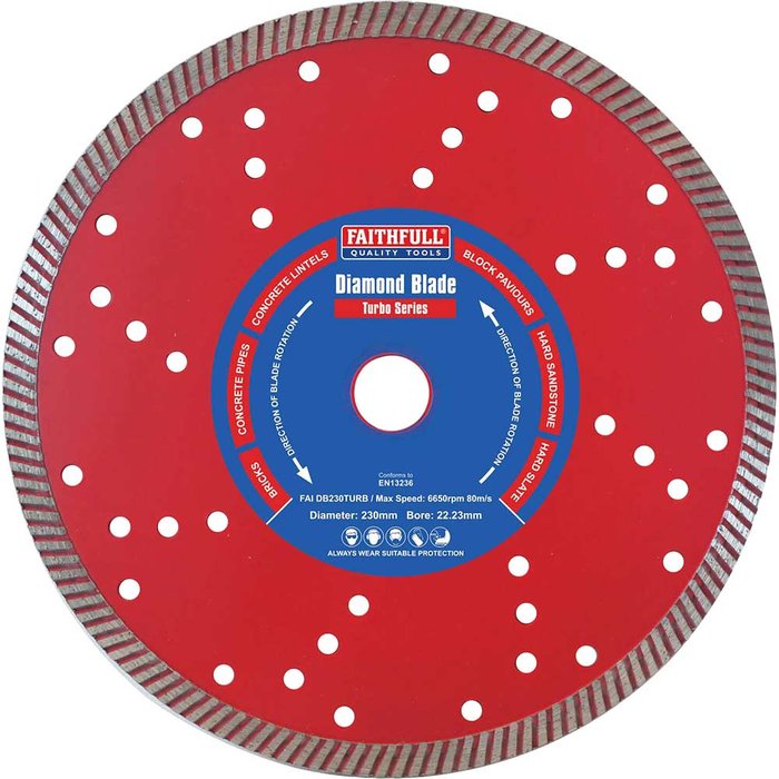 Tooled Up | Faithfull Faithfull Turbo Cut Diamond Cutting Disc 230mm Faithfull Faithfull Turbo Cut Diamond Cutting Disc 230mm
