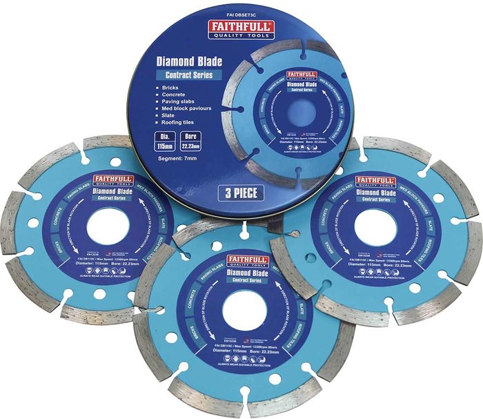 Tooled Up | Faithfull Faithfull 3 Piece Contract Diamond Blade 115mm Faithfull Faithfull 3 Piece Contract Diamond Blade 115mm