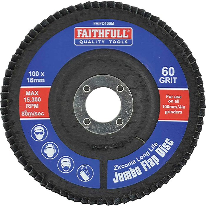 Tooled Up | Faithfull Faithfull Zirconium Abrasive Flap Disc 100mm Medium Faithfull Faithfull Zirconium Abrasive Flap Disc 100mm Medium