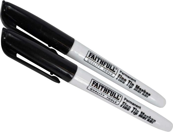 Tooled Up | Faithfull Faithfull Fine Tip Permanent Marker Pen Black Pack of 2 Faithfull Faithfull Fine Tip Permanent Marker Pen Black Pack of 2