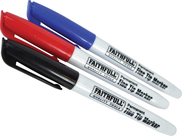 Tooled Up | Faithfull Faithfull Fine Tip Permanent Marker Pen Assorted Pack of 3 Faithfull Faithfull Fine Tip Permanent Marker Pen Assorted Pack of 3