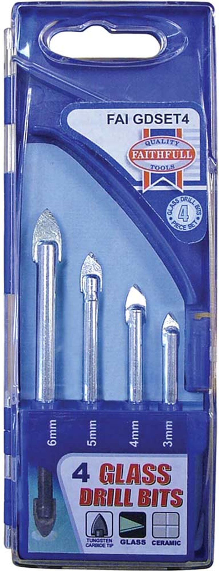 Tooled Up | Faithfull Faithfull 4 Piece Tile and Glass Drill Bit Set Faithfull Faithfull 4 Piece Tile and Glass Drill Bit Set