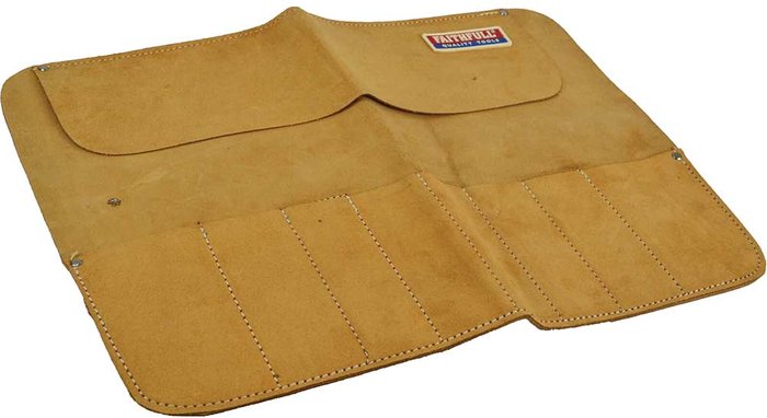Tooled Up | Faithfull Faithfull 8 Pocket Leather Chisel Roll 33 x 47cm Faithfull Faithfull 8 Pocket Leather Chisel Roll 33 x 47cm