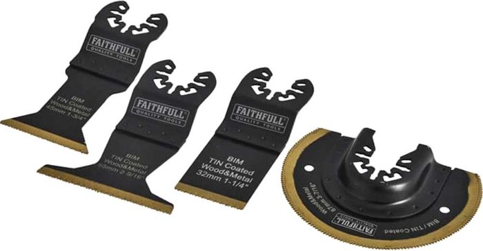 Tooled Up | Faithfull Faithfull 4 Piece Multi Purpose Oscillating Multi Tool Titanium Blade Set Faithfull Faithfull 4 Piece Multi Purpose Oscillating Multi Tool Titanium Blade Set