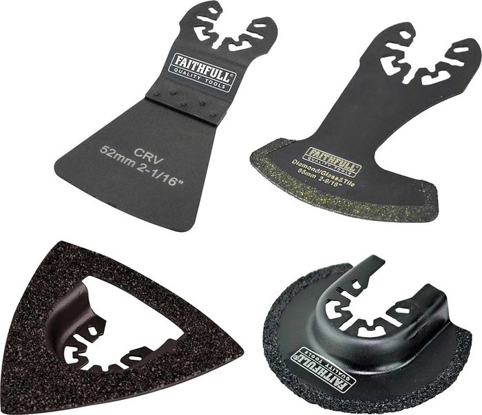 Tooled Up | Faithfull Faithfull 4 Piece Oscillating Multi Tool Tile Cutting Blade Set Faithfull Faithfull 4 Piece Oscillating Multi Tool Tile Cutting Blade Set