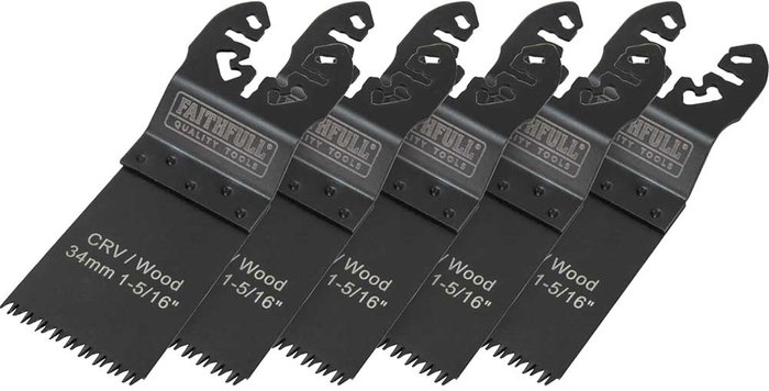 Tooled Up | FAITHFULL Multi Tool Blade Set 34mm Flush Cutting Wood FAIMFW34B XMS21MBPACK5 - Faithfull FAITHFULL Multi Tool Blade Set 34mm Flush Cutting Wood FAIMFW34B XMS21MBPACK5 - Faithfull