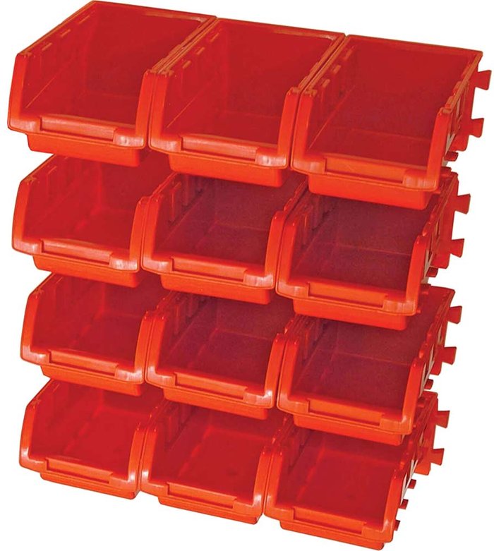 Tooled Up | FAITHFULL FAIPAN12 12 Plastic Storage Bins with Wall Mounting Rails - Faithfull FAITHFULL FAIPAN12 12 Plastic Storage Bins with Wall Mounting Rails - Faithfull