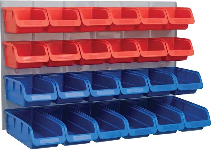 Tooled Up | FAITHFULL FAIPAN24 24 Plastic Storage Bins with Metal Wall Panel - Faithfull FAITHFULL FAIPAN24 24 Plastic Storage Bins with Metal Wall Panel - Faithfull