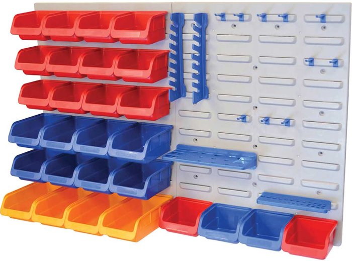 Tooled Up | FAITHFULL FAIPAN43 XMS14BINS Storage Bin Box Set with Wall Panel Trays 43 Pieces - Faithfull FAITHFULL FAIPAN43 XMS14BINS Storage Bin Box Set with Wall Panel Trays 43 Pieces - Faithfull