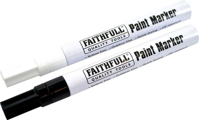 Tooled Up | Faithfull Faithfull Paint Marker Pen Black / White Pack of 2 Faithfull Faithfull Paint Marker Pen Black / White Pack of 2