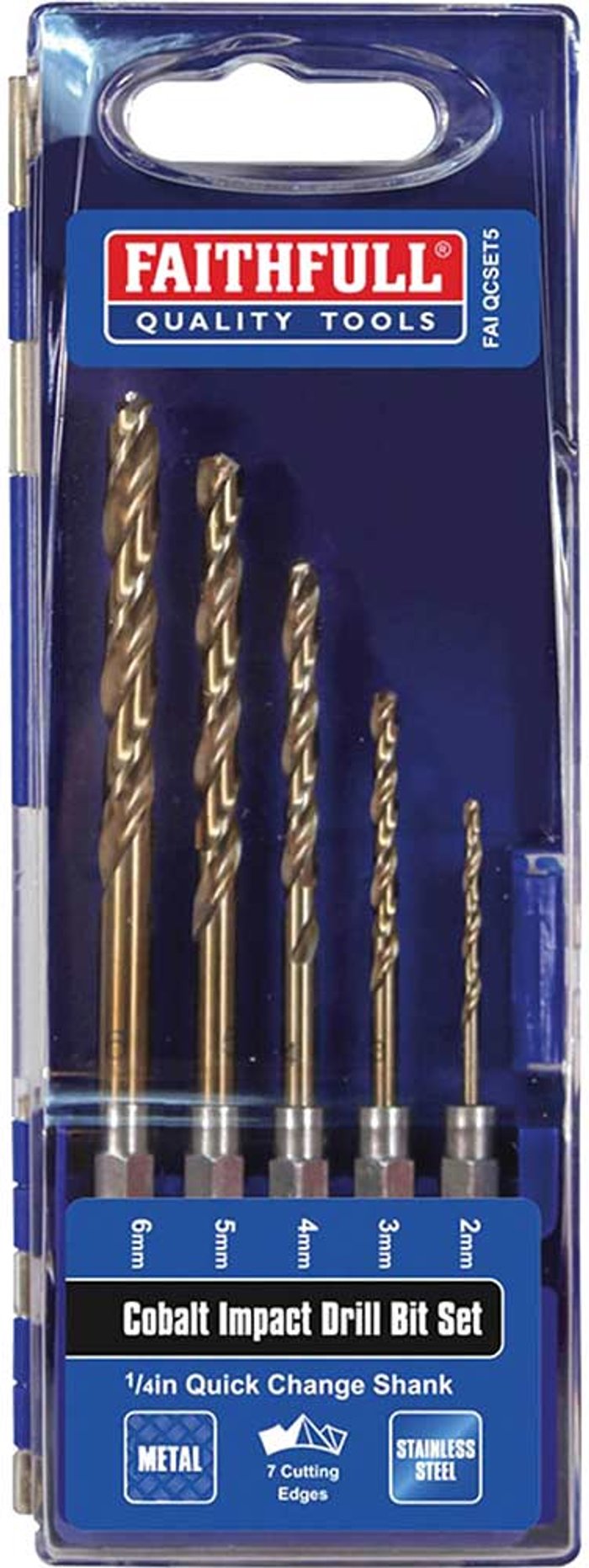 Tooled Up | Faithfull Faithfull 5 Piece HSSE M35 Cobalt Impact Drill Bit Set Faithfull Faithfull 5 Piece HSSE M35 Cobalt Impact Drill Bit Set