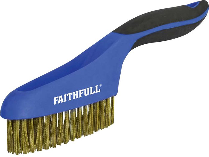 Tooled Up | Faithfull Faithfull Brass Wire Scratch Brush 4 Rows Faithfull Faithfull Brass Wire Scratch Brush 4 Rows